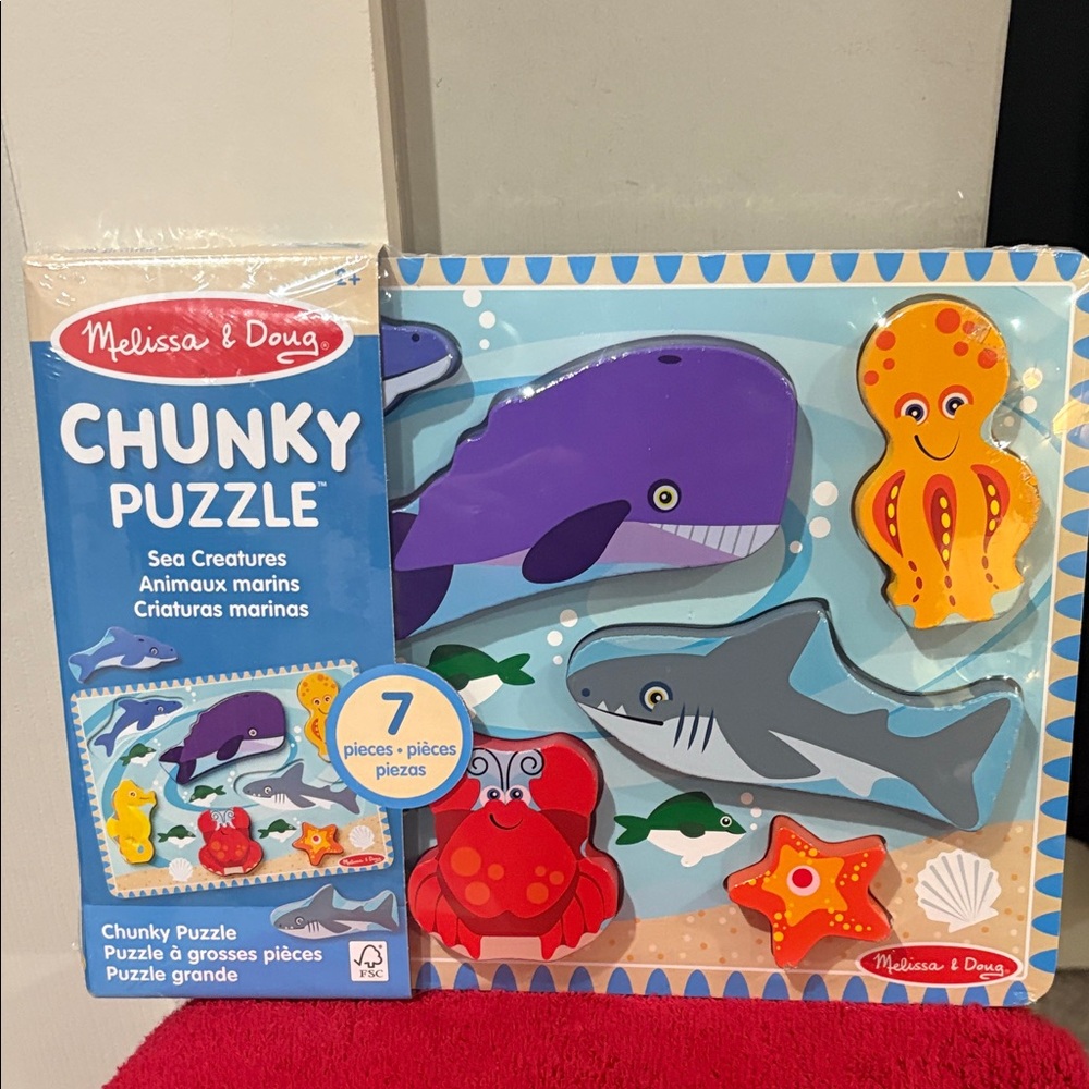 Melissa & Doug Sea Creatures Chunky Puzzle - Purple, Orange, Red, Blue